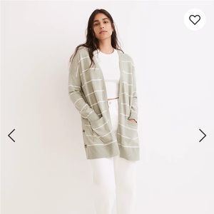 Madewell striped marled side button cardigan in Frosted Sage. S. NWT
